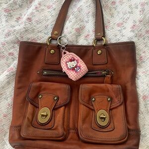 COACH 11131 Gigi Cognac Brown 65th Anniversary Legacy Leather Tote Shoulder Bag